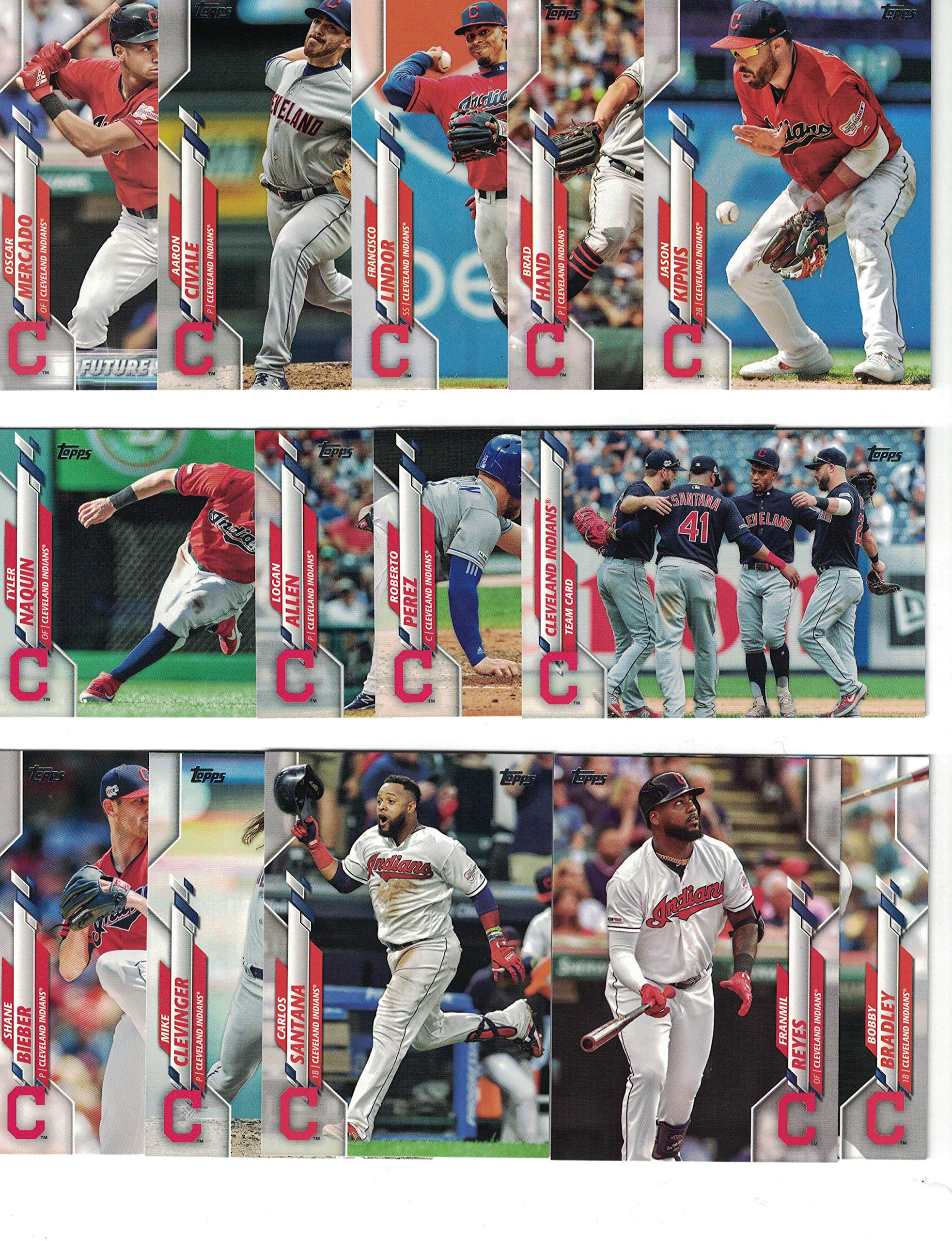 Cleveland Indians/Complete 2020 Topps Indians Baseball Team Set! (24 Cards) Series 1 and 2