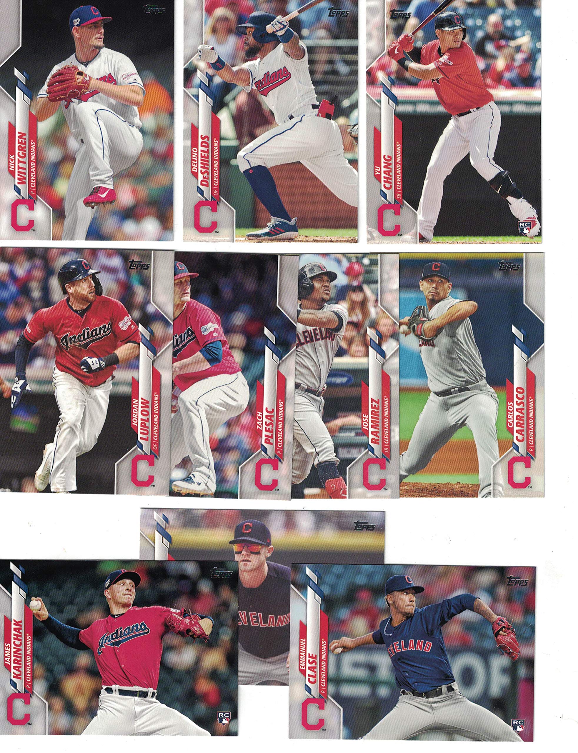 Cleveland Indians/Complete 2020 Topps Indians Baseball Team Set! (24 Cards) Series 1 and 2