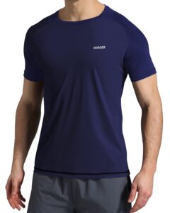 vayager men's swim shirts rash guard upf 50+ t shirts quick dry loose fit water surfing shirt(navy-xl)