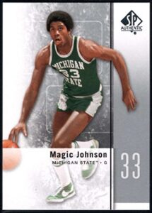 2011-12 sp authentic basketball #10 magic johnson michigan state spartans official ncaa trading card from upper deck