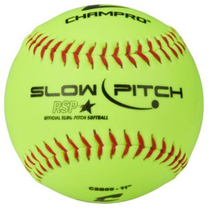 Champro 11" Slow Pitch Practice Softballs with Flat Seams and Durahide Cover, 12 Pack