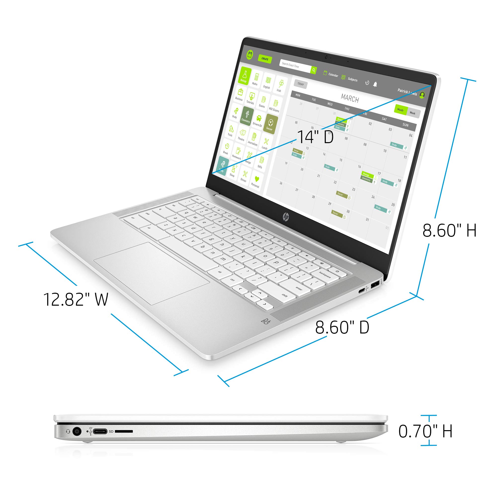 HP Chromebook 14-inch FHD Laptop, Intel Celeron N4000, 4 GB RAM, 32 GB eMMC, Chrome (14a-na0060nr, Ceramic White)