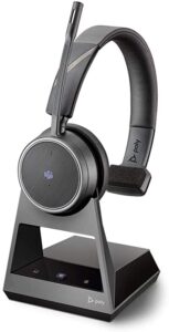 plantronics - voyager 4210 office with two-way base usb-a (poly) - bluetooth single-ear (monaural) headset - connect to pc, mac, & desk phone-noise canceling-works with teams (certified), zoom & more