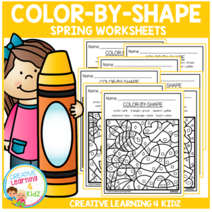 color by shape worksheets: spring