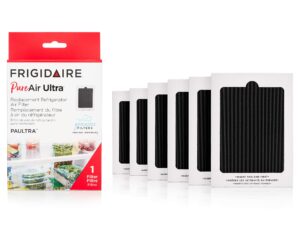 frigidaire paultra pure air ultra refrigerator air filter with carbon technology to absorb food odors, 6.5" x 4.75", 6 count