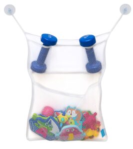 bath toy organisers - large size storage net bags for baby bathtub toys - set of 2-4 ultra strong suction cups - bathroom & shower caddy holder - multi-use for kids toddlers