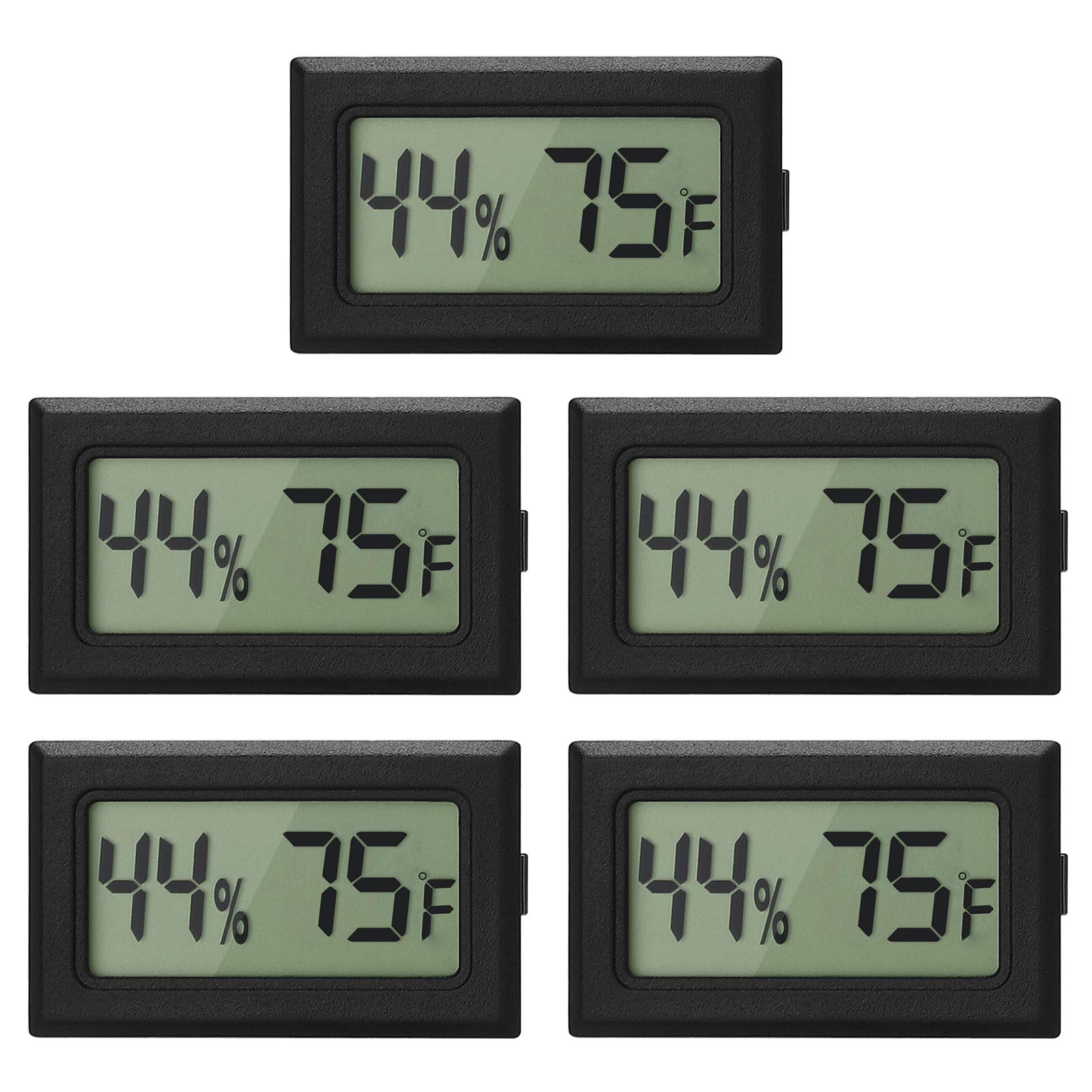 EEEkit 5 Pack Mini Thermometer Hygrometer, Small Digital Electronic Temperature Humidity Meters Gauge Indoor LCD Display Fahrenheit for Humidors, Greenhouse, Garden, Cellar, Fridge, Mason Jar