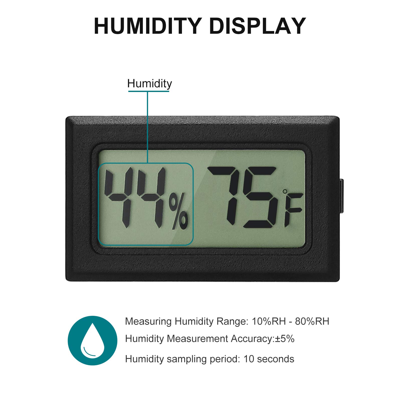 EEEkit 5 Pack Mini Thermometer Hygrometer, Small Digital Electronic Temperature Humidity Meters Gauge Indoor LCD Display Fahrenheit for Humidors, Greenhouse, Garden, Cellar, Fridge, Mason Jar