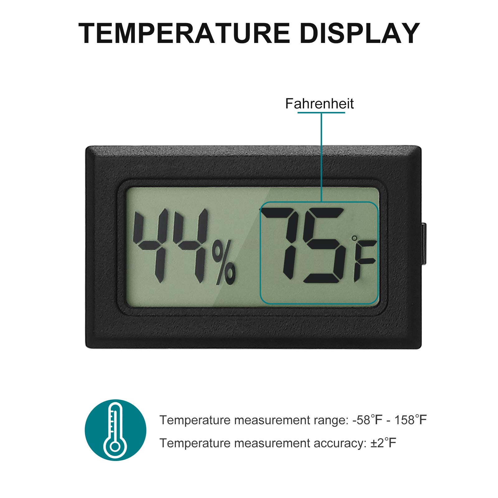 EEEkit 5 Pack Mini Thermometer Hygrometer, Small Digital Electronic Temperature Humidity Meters Gauge Indoor LCD Display Fahrenheit for Humidors, Greenhouse, Garden, Cellar, Fridge, Mason Jar