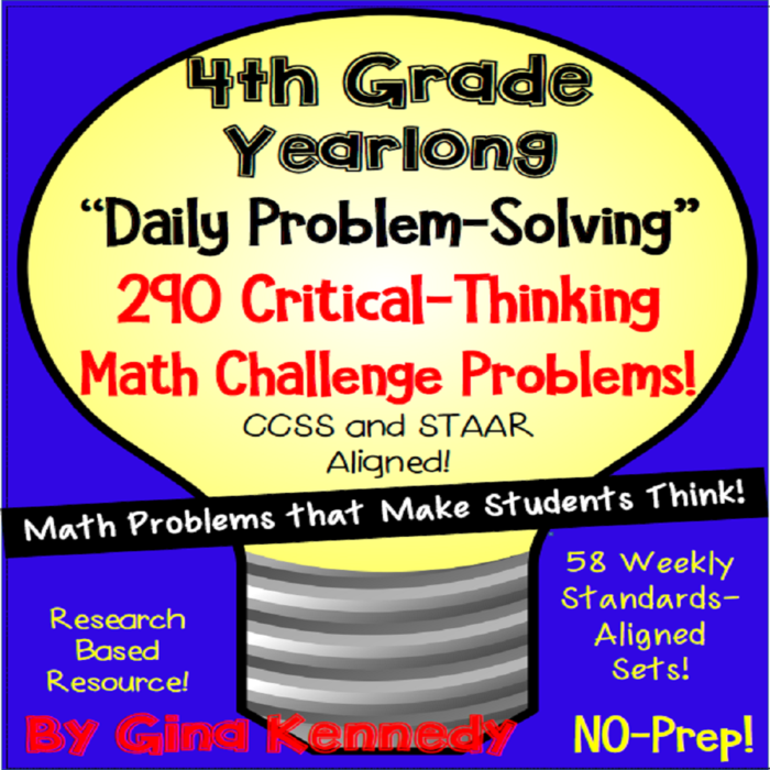 4th Grade Math Daily Problem Solving, 290 Multi-Step Problems for the Entire Year