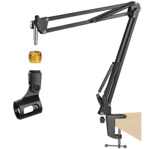 microphone boom arm stand - heavy duty mic stand for microphones, swivel mount compatible with shock mounts by youshares