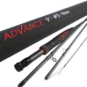 maxcatch advance fly fishing rod 5/6/8wt 9ft super light fast action flexible resins handle with cordura tube fishing pole (9ft 5wt 4sec)