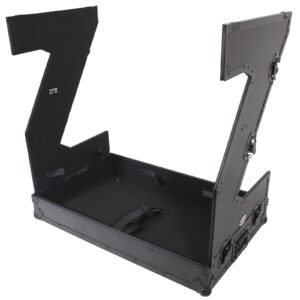 ProX XS-ZTABLEBLJR Z-Table Jr Folding DJ Table Mobile Workstation Flight Case Style with Handles and Wheels - Black Finish