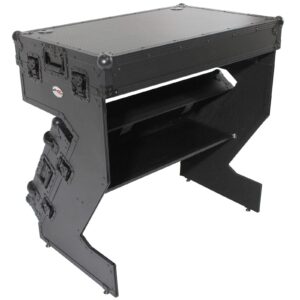 ProX XS-ZTABLEBLJR Z-Table Jr Folding DJ Table Mobile Workstation Flight Case Style with Handles and Wheels - Black Finish