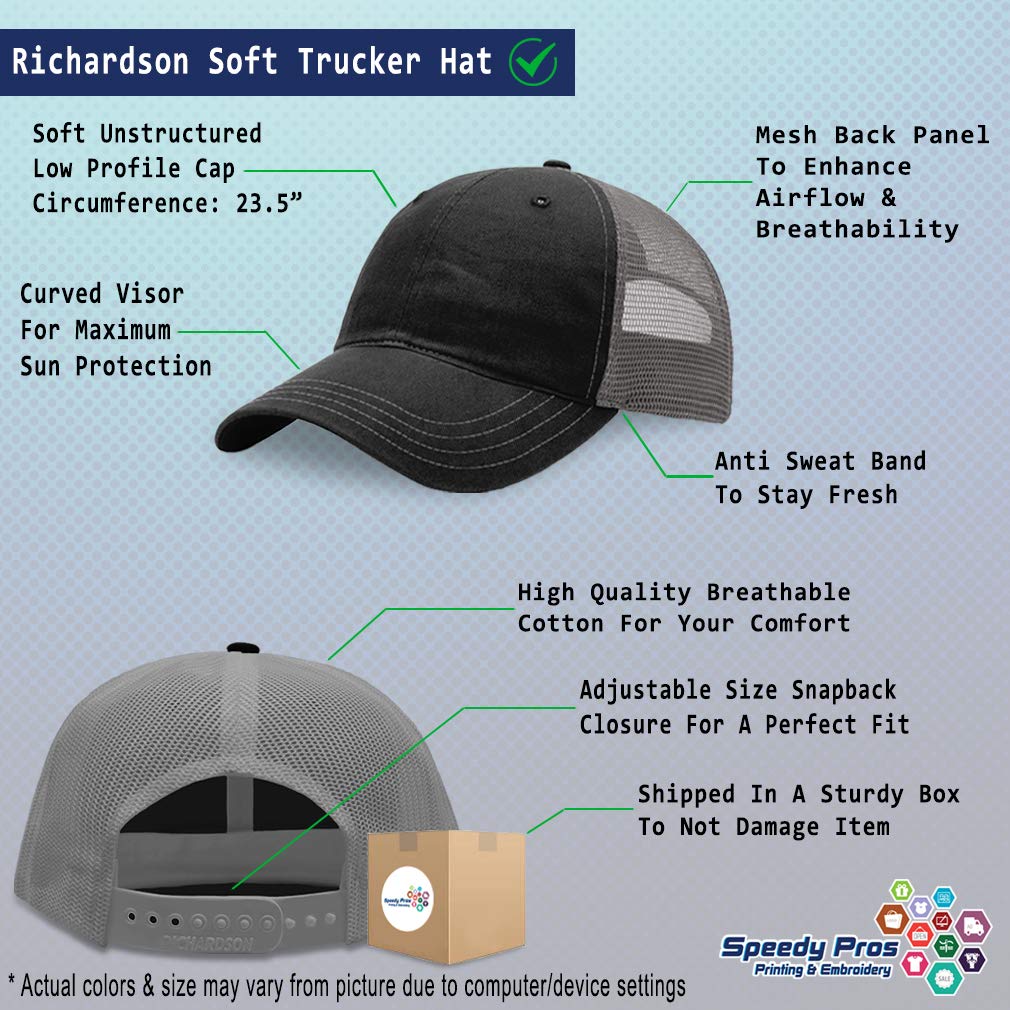 Richardson Trucker Mesh Hat Fly Fishing Catch Release Embroidery Cotton Dad Hats for Men & Women Snapback Black Charcoal