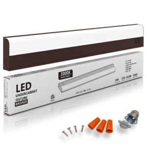 Hardwired LED Under Cabinet Task Lighting - 16 Watt, 24", Dimmable, CRI>90, 3000K (Warm White), Bronze, Wide Body, Long Lasting Metal Base with Frost Lens