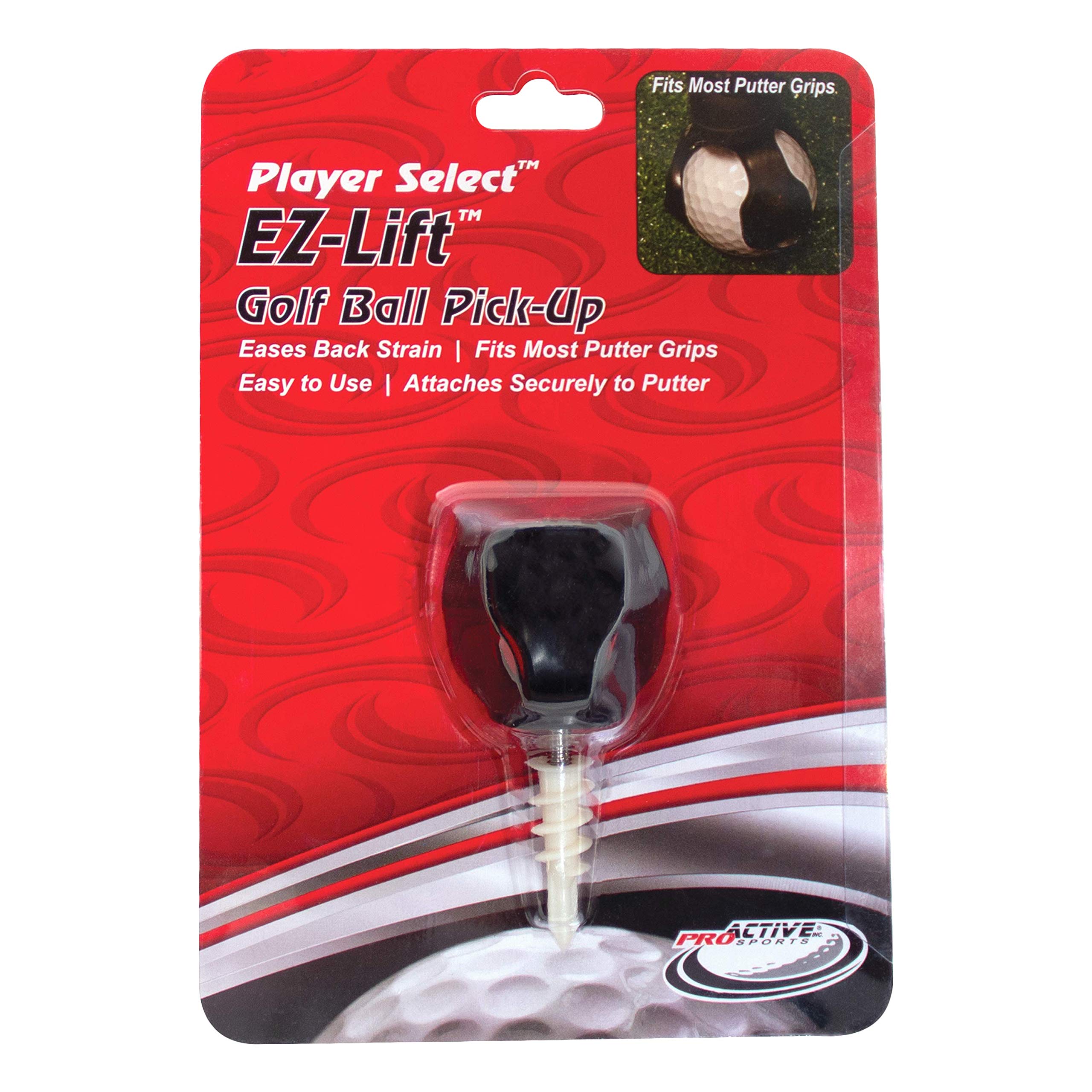 ProActive Sports Player Select EZ-Lift Golf Ball Pick-Up Grabber Claw – Screws into Putter Grip