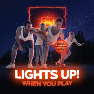 AND1 Nitegame LED Light Up Basketball - Impact Activated Glow in The Dark Basketball - Regulation Size 7 (29.5 inches), for Outdoor or Indoor Basketball, Sold Deflated, Comes in Black or Orange