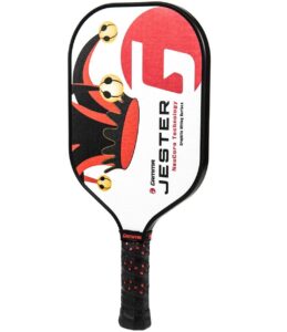 gamma sports jester neucore pickleball paddle, graphite power surface and honeycomb grip, jester finesse