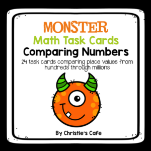 monster comparing numbers task cards