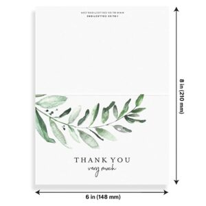 Bliss Collections Thank You Cards with Envelopes, All-Occasion Thank You Cards for Weddings, Bridal Showers, Baby Showers, Birthdays, Parties and Special Events 4"x6" (Pack of 25) - Rustic Greenery