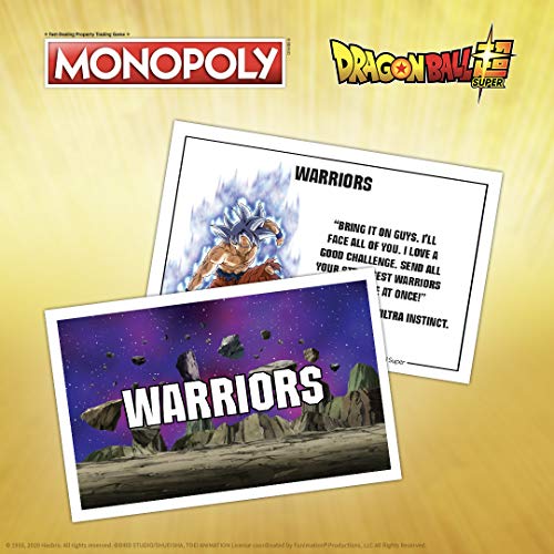 Monopoly Dragon Ball Super | Recruit Legendary Warriors Goku, Vegeta and Gohan | Official Dragon Ball Z Anime Series Merchandise | Themed Monopoly Game