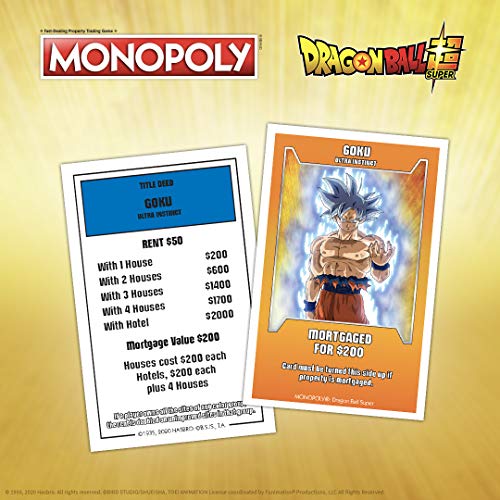 Monopoly Dragon Ball Super | Recruit Legendary Warriors Goku, Vegeta and Gohan | Official Dragon Ball Z Anime Series Merchandise | Themed Monopoly Game