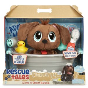 Little Tikes Rescue Tales Scrub 'n Groom Bathtub Playset w/Chocolate Lab Plush Pet Toy, Multicolor