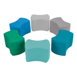 Sprogs Foam Soft Flexible Seating - Bow Tie Stool Set for Toddlers and Kids- Six Piece Set (10"H) - Contemporary Assorted Colors, Model Number: SPG-1522-CT