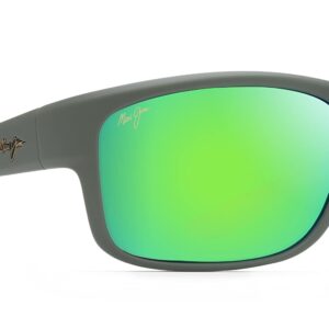 Maui Jim Men's Southern Cross Polarized Wrap Sunglasses, Soft Matte Khaki/Brown/Black/MAUIGreen®, Large