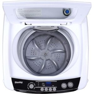 Danby DWM030WDB-6 Cu Ft Compact Top Load Washer, Apartment Size Machine with 6.6 lbs Capacity, Stainless Steel Drum and 5 Washing Cycles, 0.9 cu.ft, White