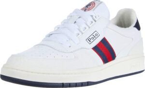 polo ralph lauren men's polo court sneaker, white/newport nvy/rl2000 red, 12