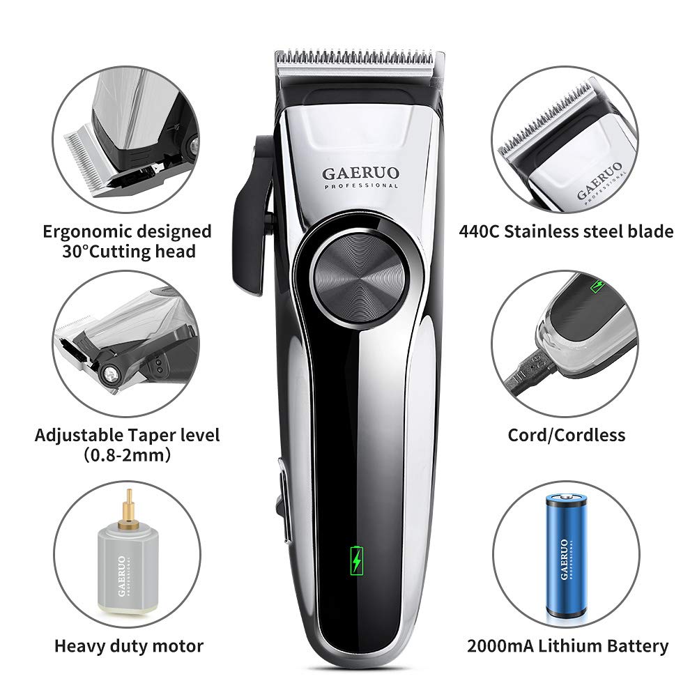 GAERUO Professional Hair Clippers for Men-Cordless/Cord Hair Trimmer,Pro Hair Clipper Cutting Kit,Electric Cutting Trimmer Set, Rechargeable Haircut & Grooming Kit for Baber, Salon, Home RFC-1713