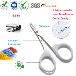 PAFASON Stainless Steel Curved and Straight Eyebrow Grooming Scissor Set with Safety Cover for Trimming Shaping Eyelash Extensions Eyebrow