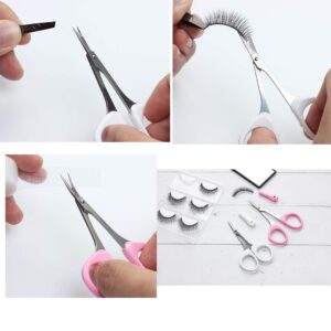 PAFASON Stainless Steel Curved and Straight Eyebrow Grooming Scissor Set with Safety Cover for Trimming Shaping Eyelash Extensions Eyebrow