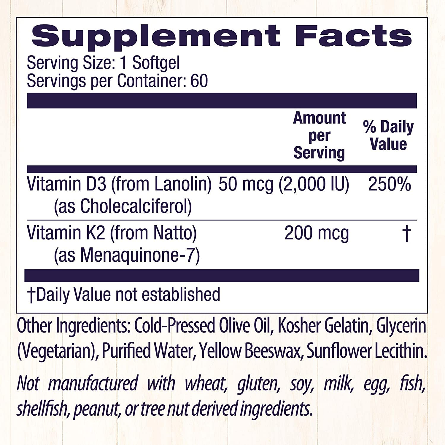 Healthy Origins Vitamin D3 & K2 - Vitamin D3, 50 mcg - Vitamin K2, 200 mcg - Easily Absorbable Vitamin D & Vitamin K Supplements - Non-GMO & Gluten-Free Supplements - 180 Softgels