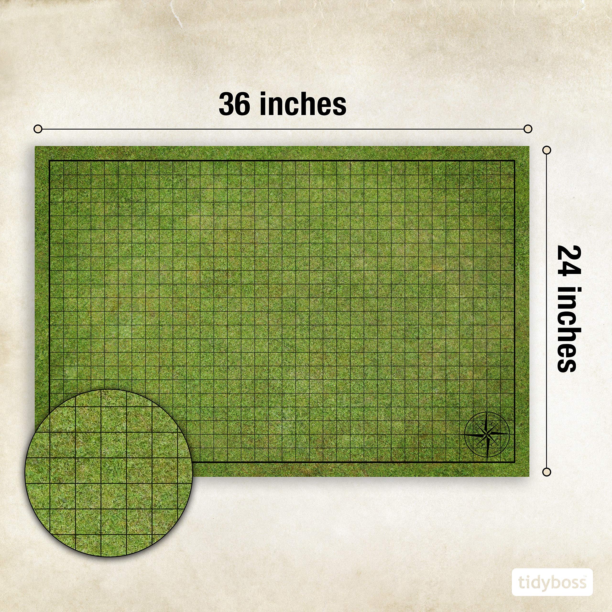 TIDYBOSS Dungeons and Dragons Starter Set | 3 X Double Sides 24x 36 Game Grid Mat | 6 Terrains Includes Dry Erase Markers, Eraser, Dice and Clips