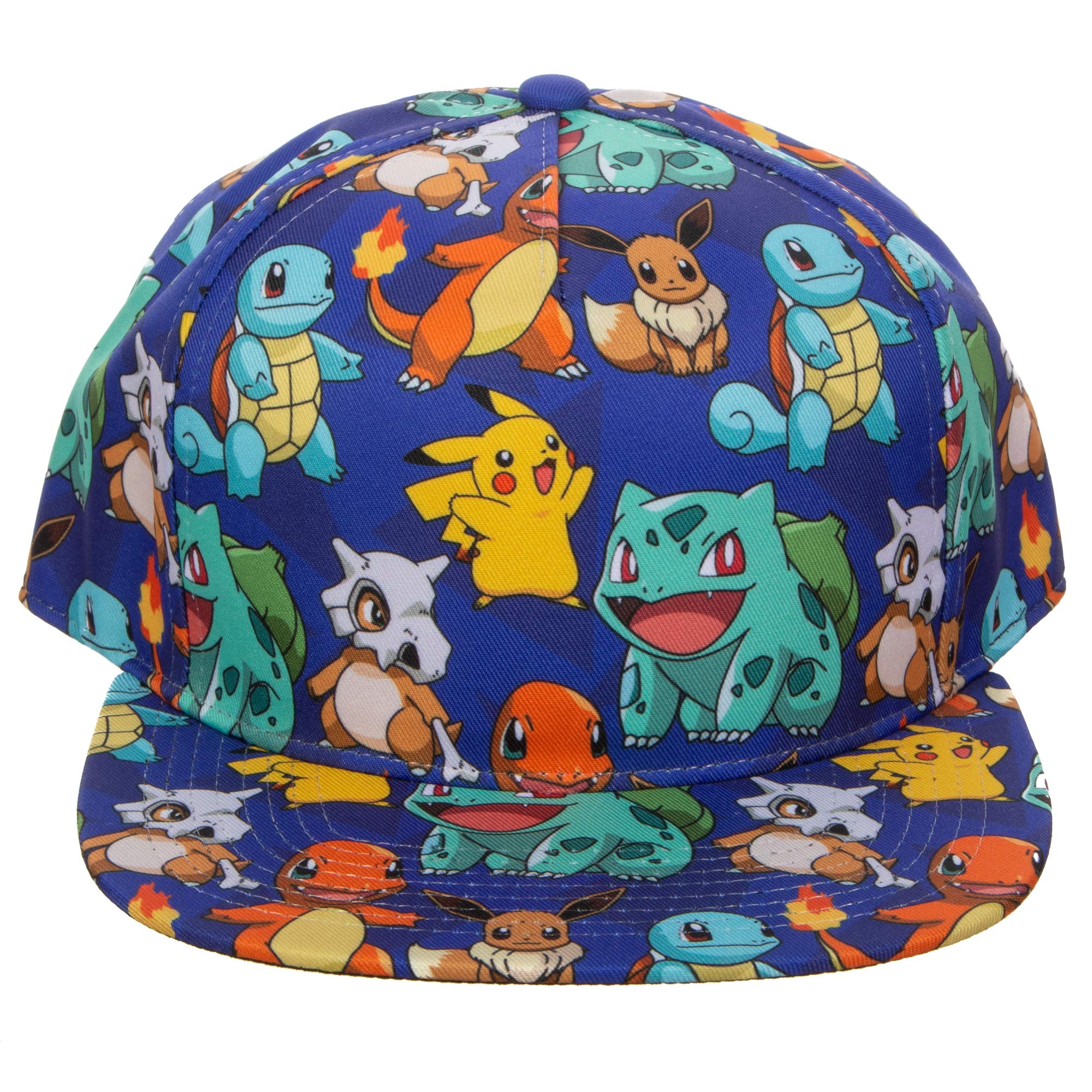 Pokemon The Original Starters Allover Print Snapback Cap Hat Licensed Blue