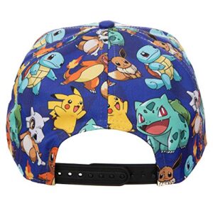 Pokemon The Original Starters Allover Print Snapback Cap Hat Licensed Blue