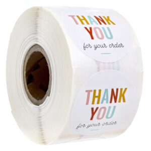 thank you for your order stickers / 500 business appreciation labels / 1.5" multi-color small business thanks stickers/made in the usa
