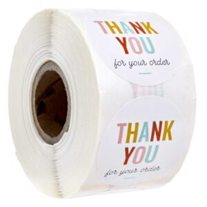 Thank You for Your Order Stickers / 500 Business Appreciation Labels / 1.5" Multi-Color Small Business Thanks Stickers/Made in The USA