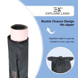 Explore Land Oxford Yoga Mat Bag with Breathable Mesh Window and Large Pocket (Fits 1/4Inch Yoga Mat, Black)