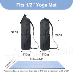 Explore Land Oxford Yoga Mat Bag with Breathable Mesh Window and Large Pocket (Fits 1/4Inch Yoga Mat, Black)