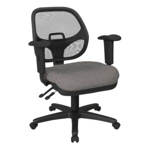 office star progrid back ergonomic adjustable office task chair with built-in lumbar support and padded arms, interlink flint