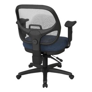 Office Star ProGrid Back Ergonomic Adjustable Office Task Chair with Built-in Lumbar Support and Padded Arms, Interlink Flint