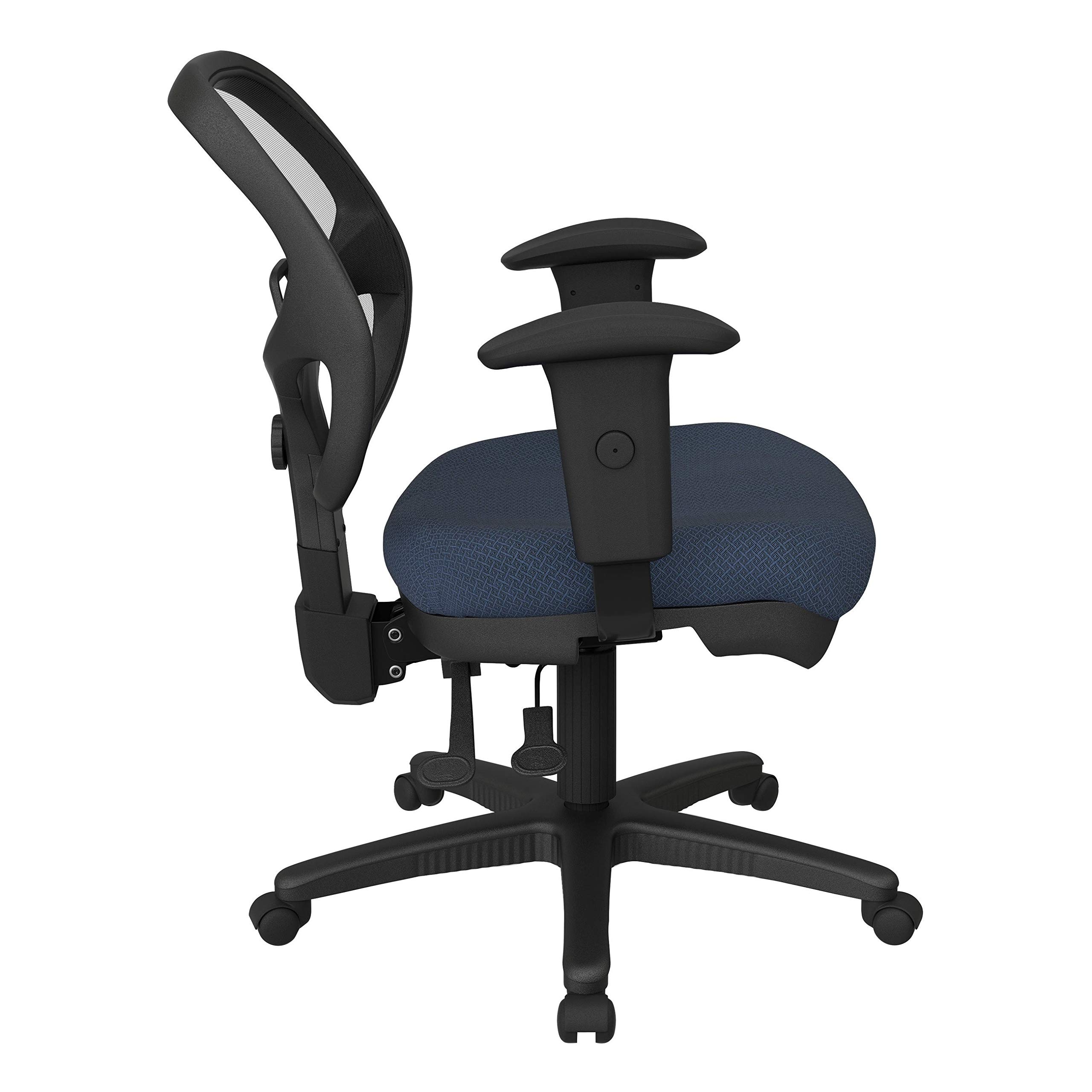 Office Star ProGrid Back Ergonomic Adjustable Office Task Chair with Built-in Lumbar Support and Padded Arms, Interlink Flint