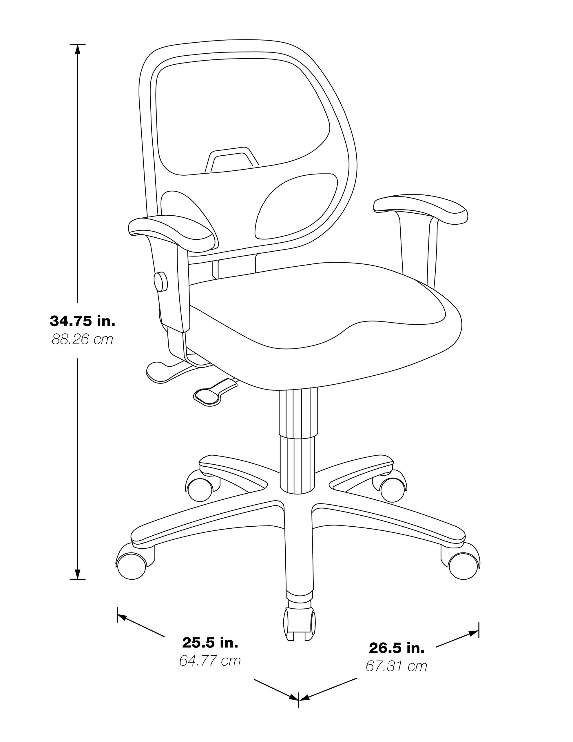 Office Star ProGrid Back Ergonomic Adjustable Office Task Chair with Built-in Lumbar Support and Padded Arms, Interlink Flint