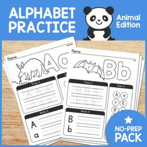 upper case & lower case letters of the alphabet - handwriting & coloring no prep packet