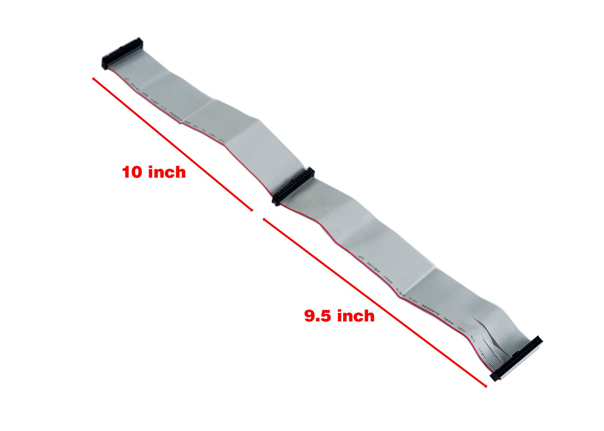 IAENCLOSURES.COM CAB-FDDS19-3H-2PK 20 inch Universal 34 pin Floppy Drive Ribbon Cable for 3.5 inch Floppy Disk Drive. (3) 34 Pin 2.54mm Pitch IDC Female Connectors. (2 Pack Version)