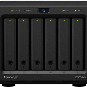 Synology DiskStation DS620slim iSCSI NAS Server with Intel Celeron Up to 2.5GHz CPU, 6GB Memory, 6TB (6 x 1TB) SSD Storage, DSM Operating System